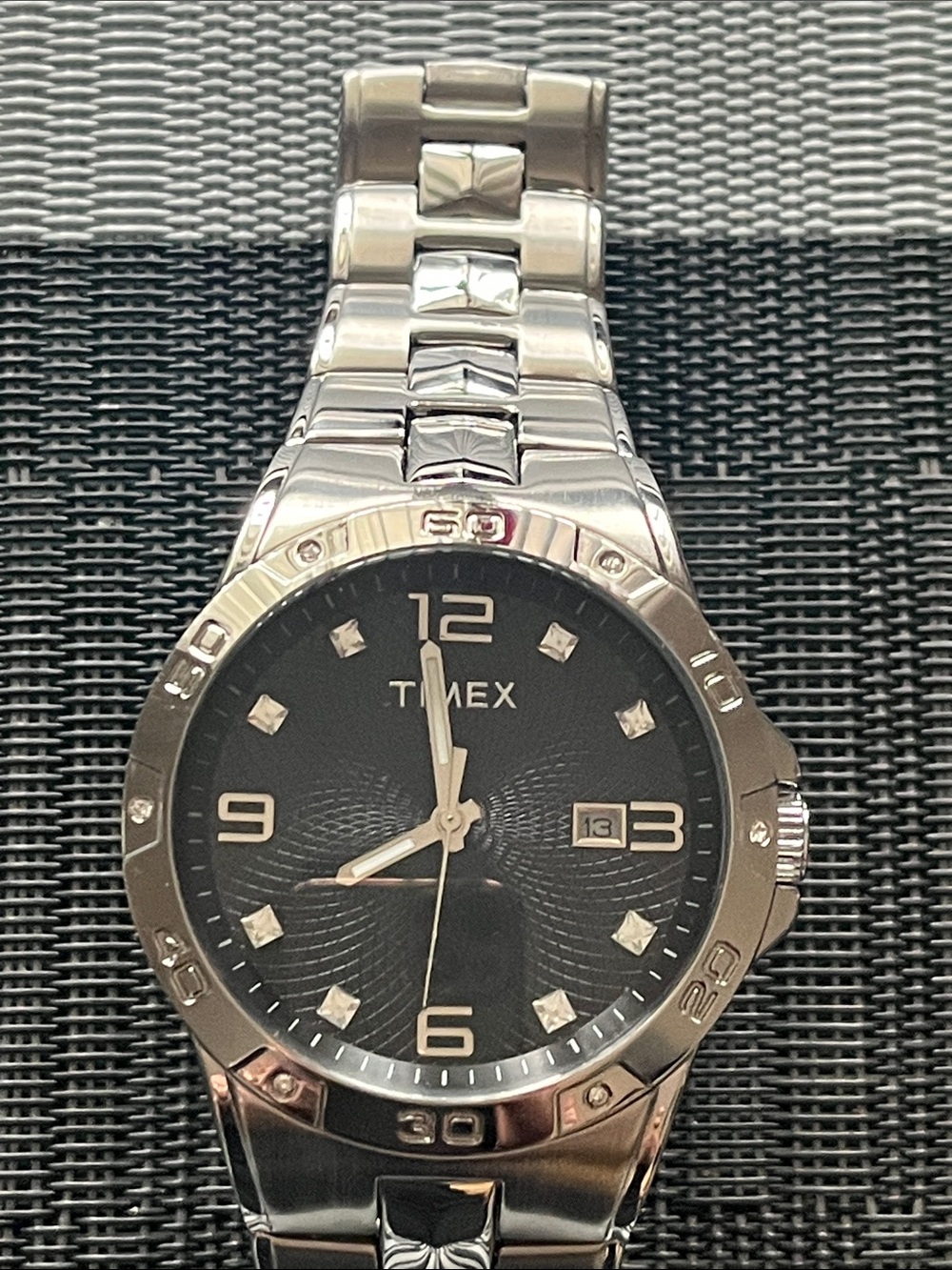 Timex Silver Bracelet Watch with Black Dial